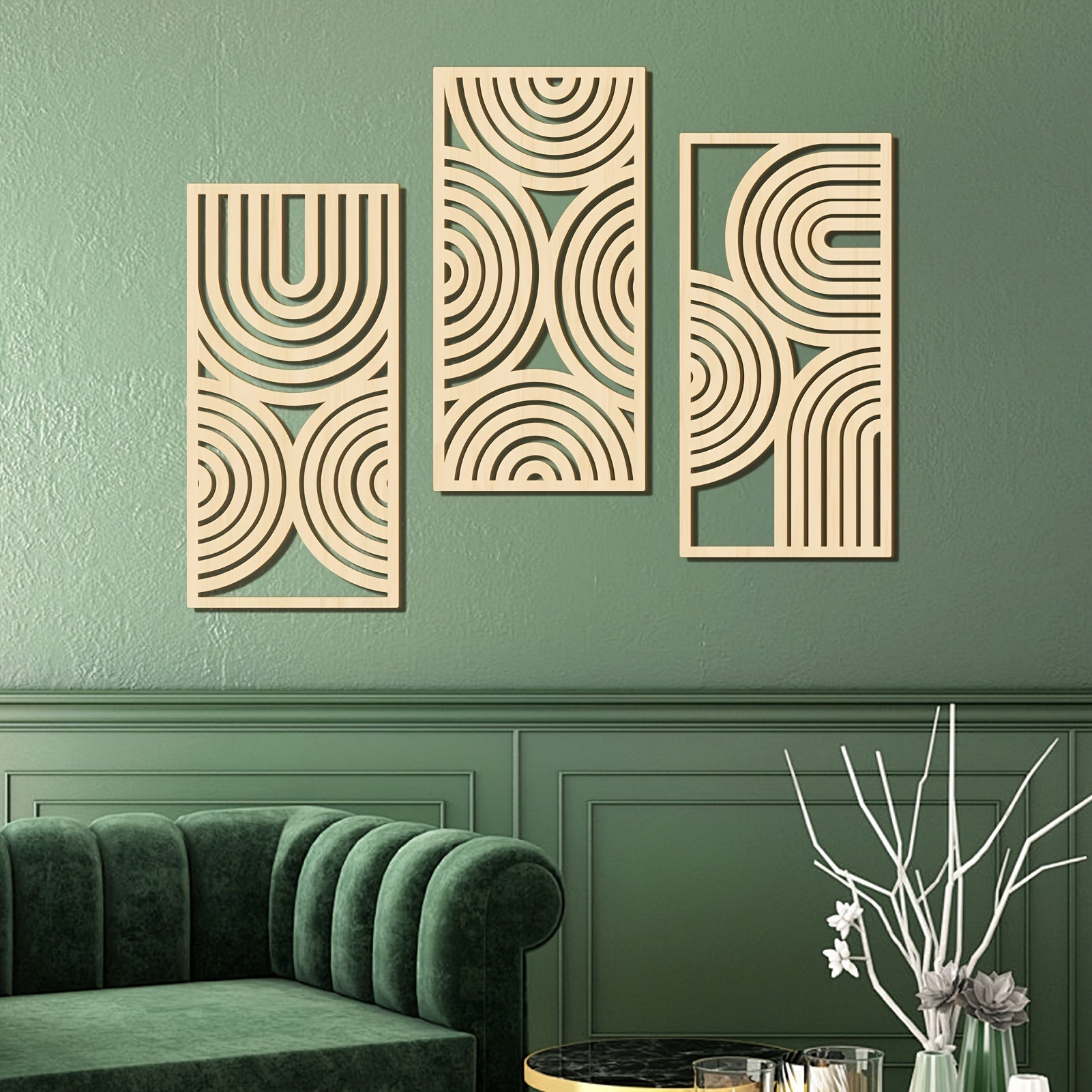 abstract hollow wooden wall art panels