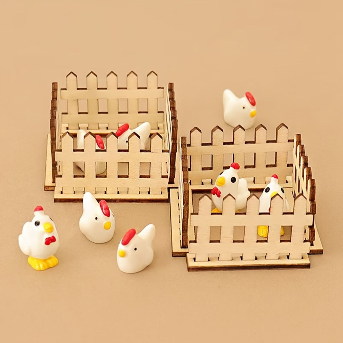 mini wooden fence ornament set