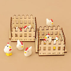 mini wooden fence ornament set