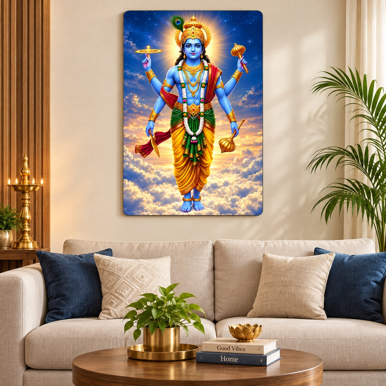 God Vishnu wall painting for temple room