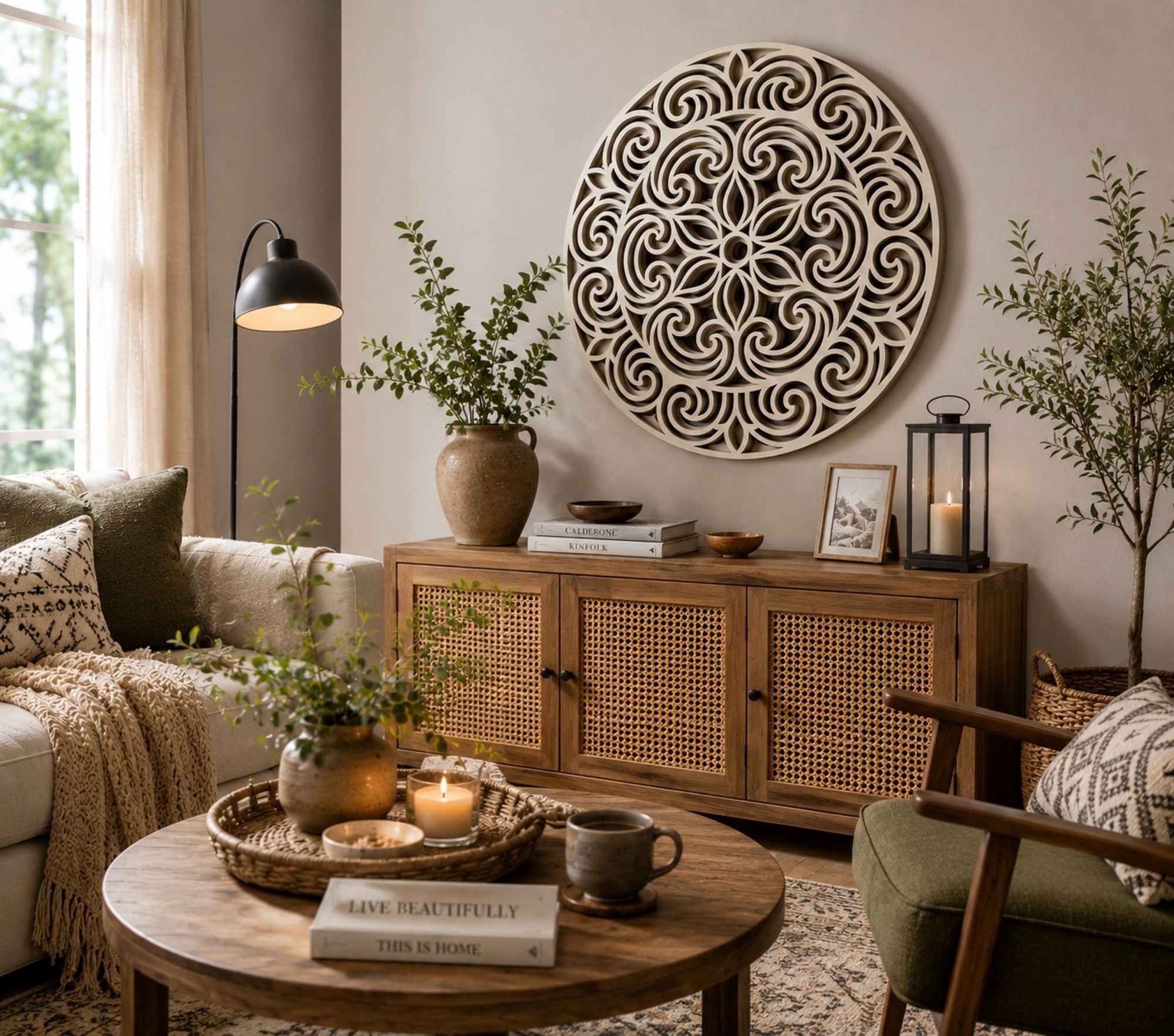 modern wooden wall decor round mandala