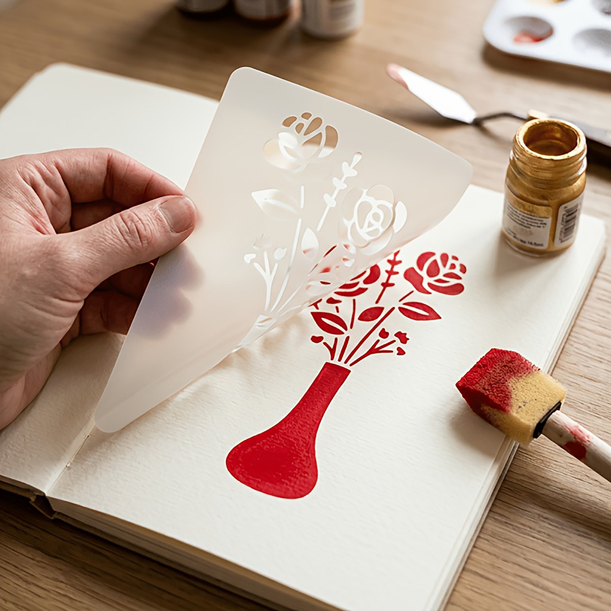 floral vase stencil for wall art projects