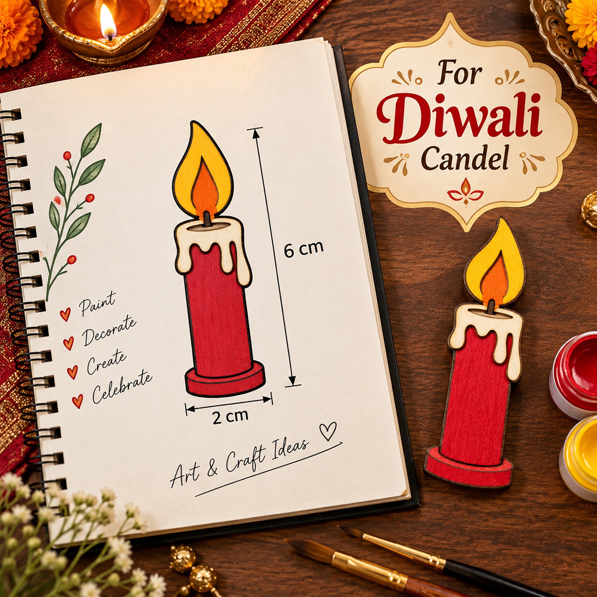 wooden candle shapes for art and craft decoration