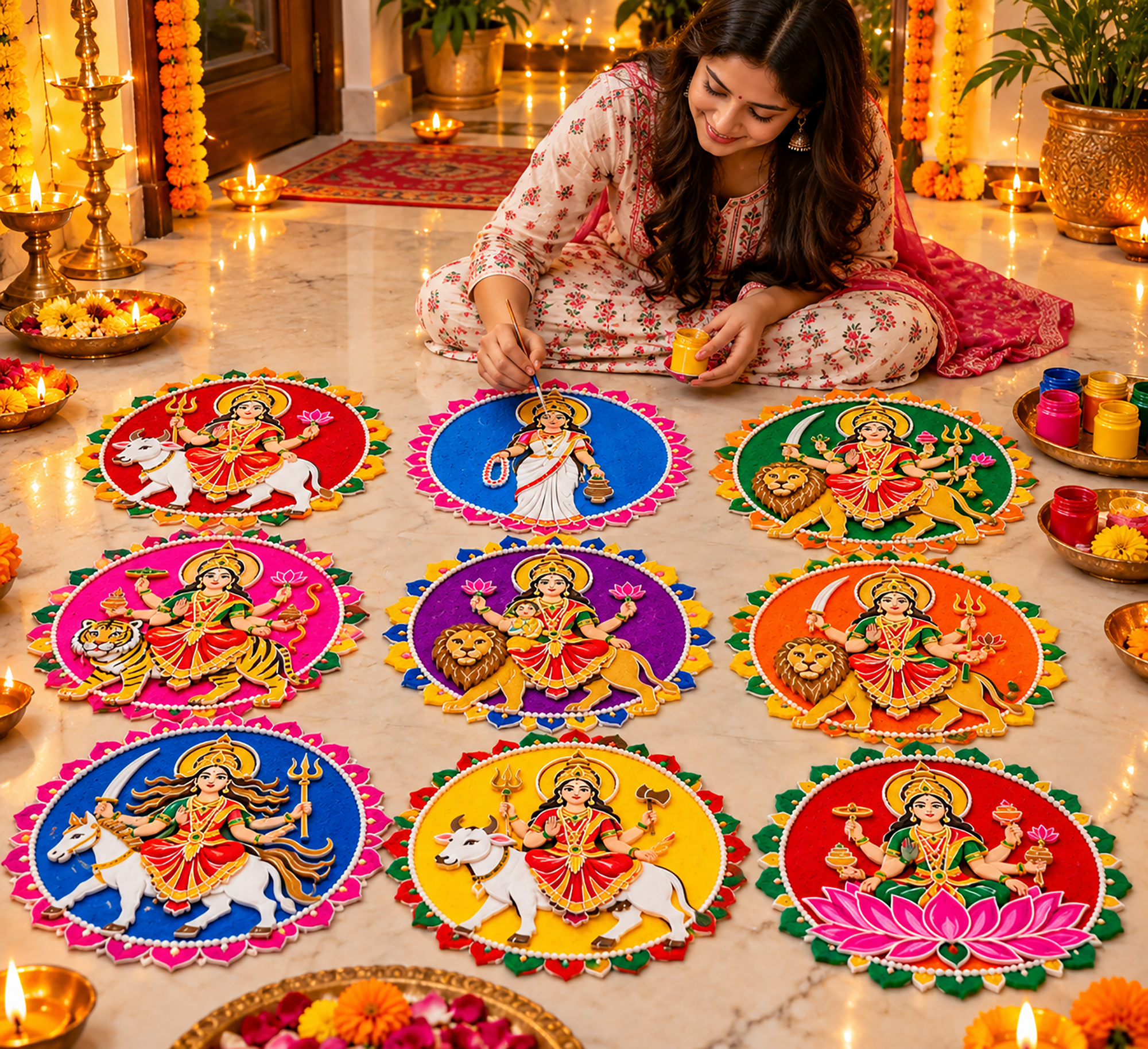 reusable navratri art and craft stencils