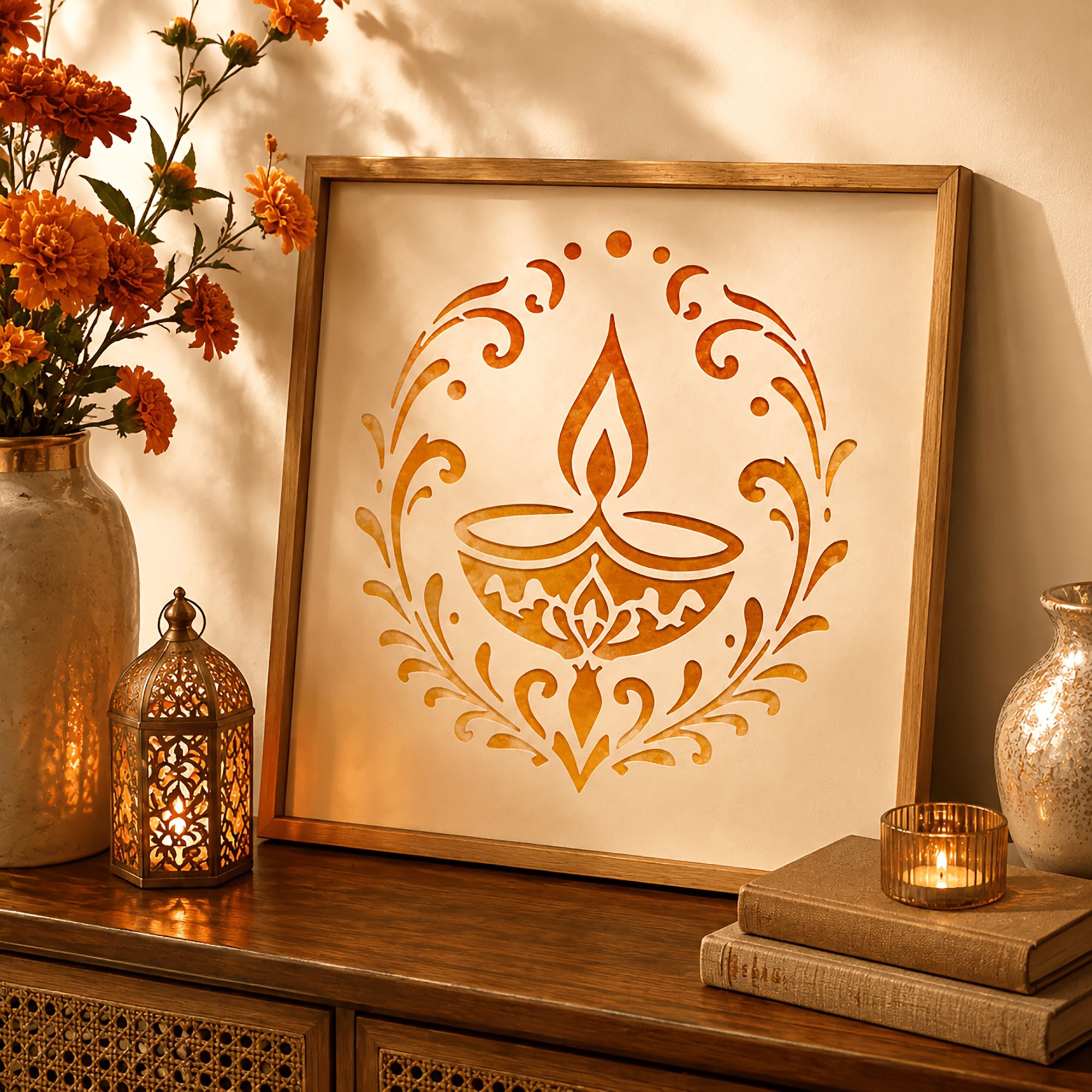 diya painting template for wood coaster and wall art