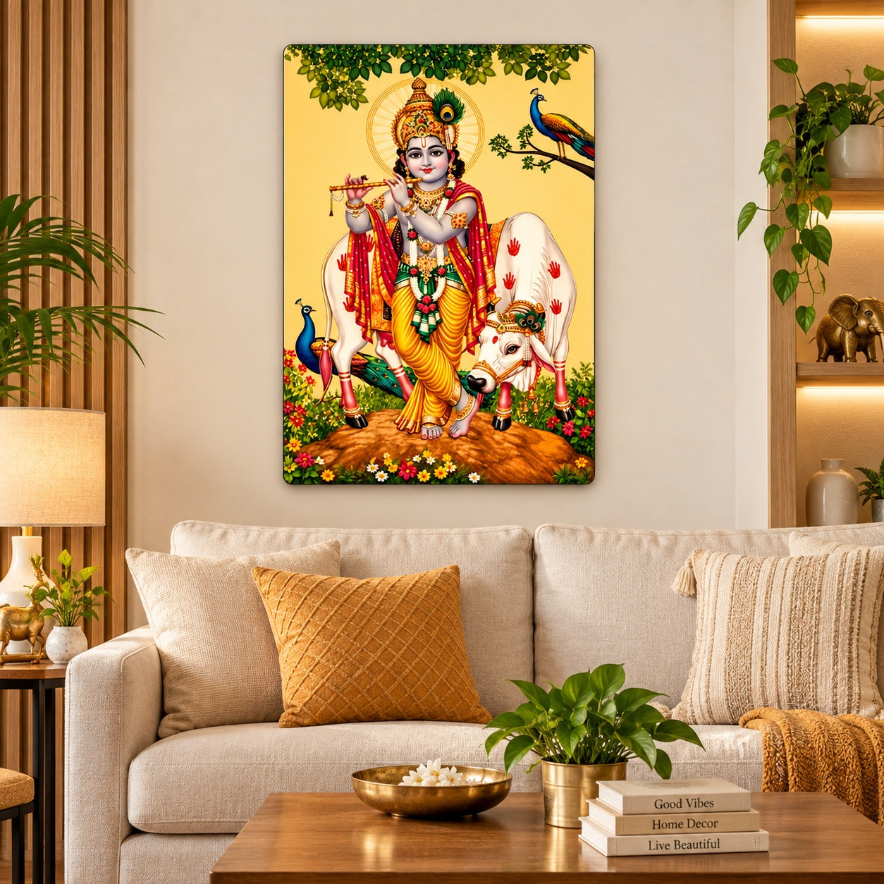 pooja room wall decor MDF Krishna
