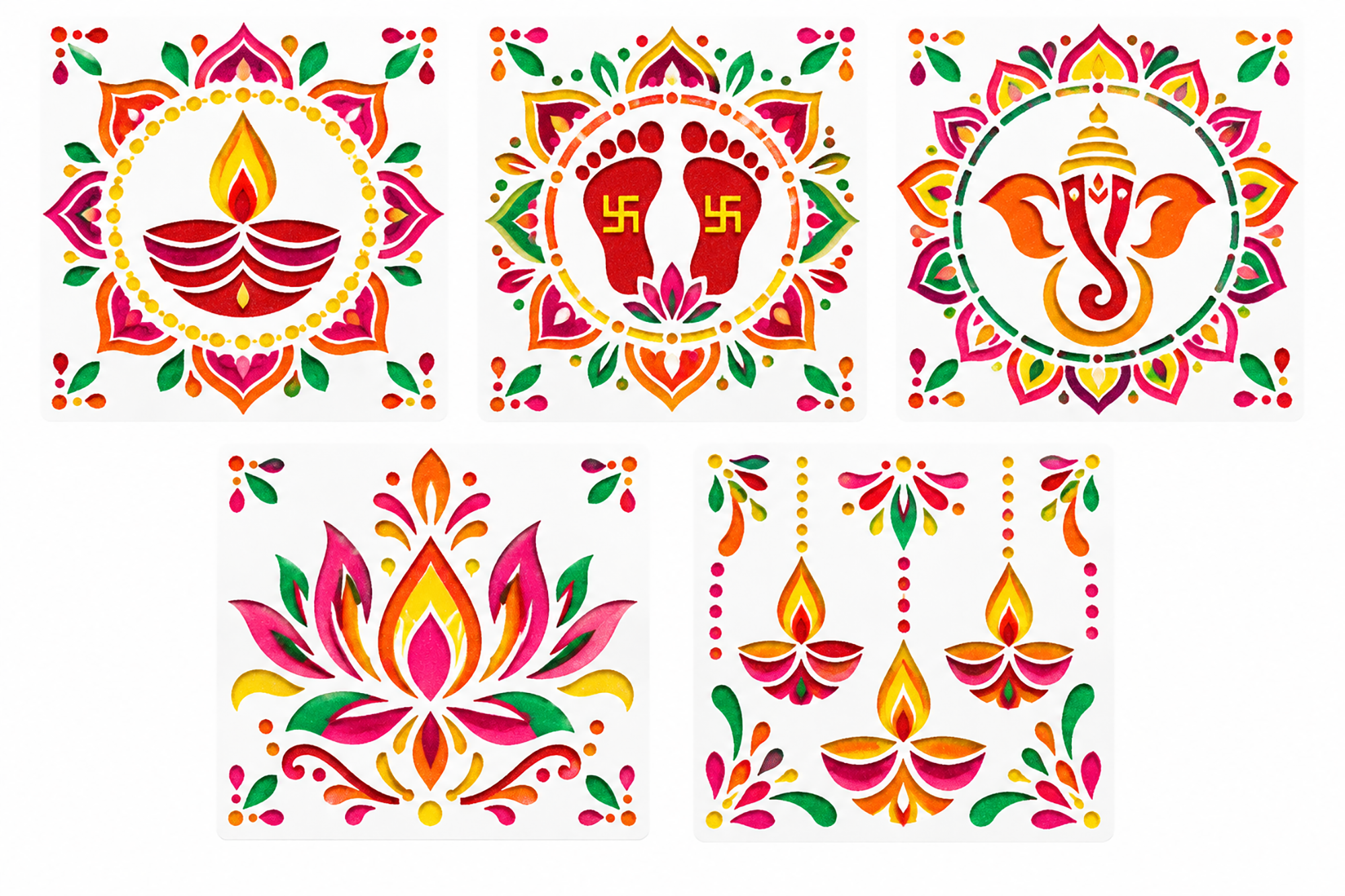 rangoli stencil for pooja room