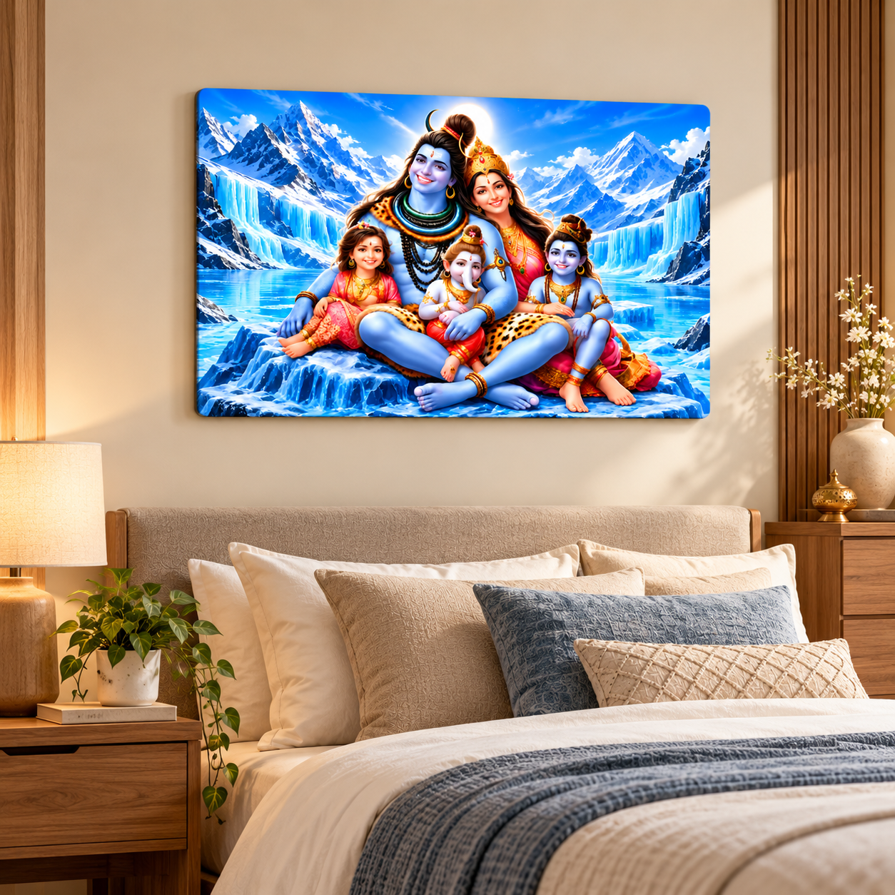 Shiva Parvati family wall decor for living room