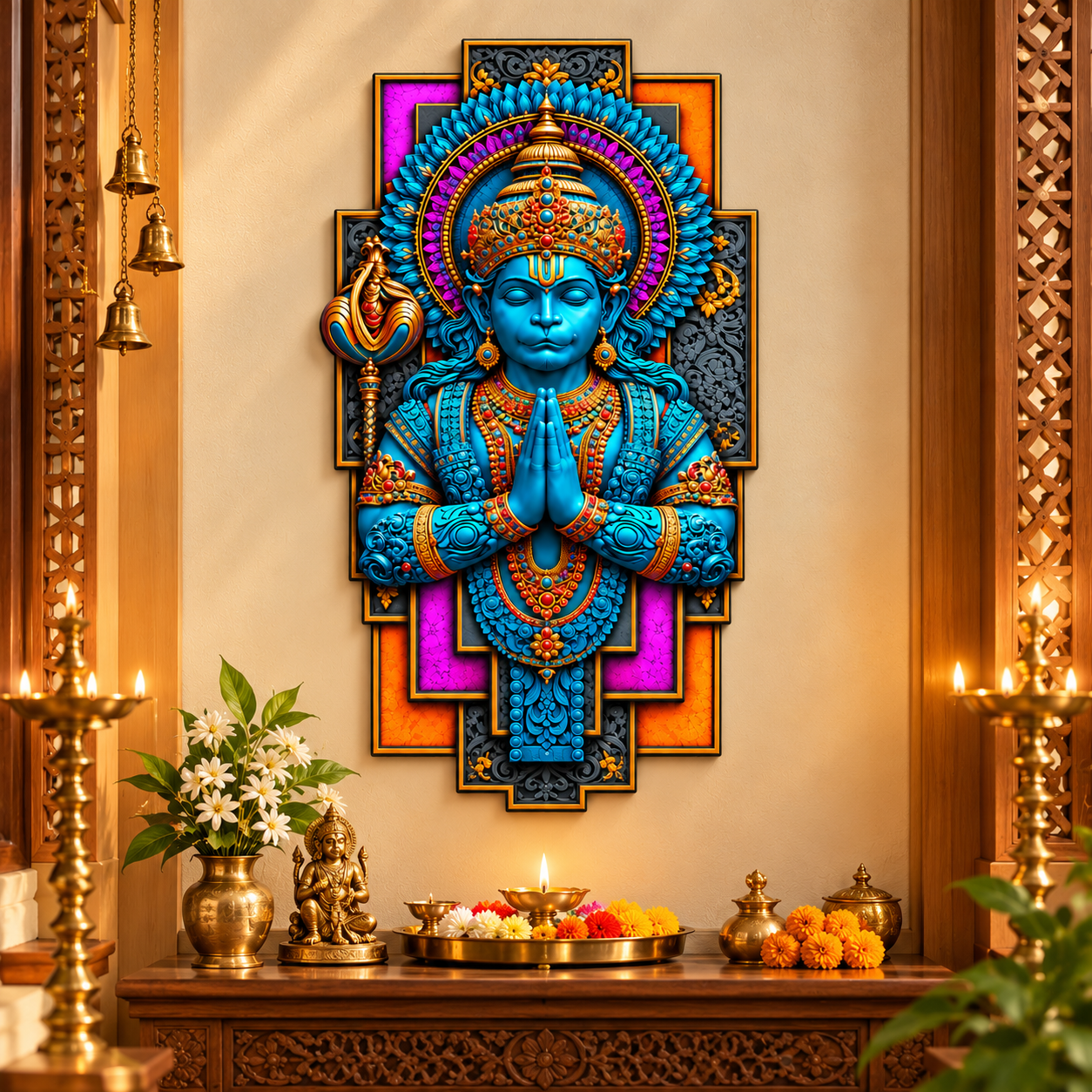 Hanuman ji wall art for pooja room