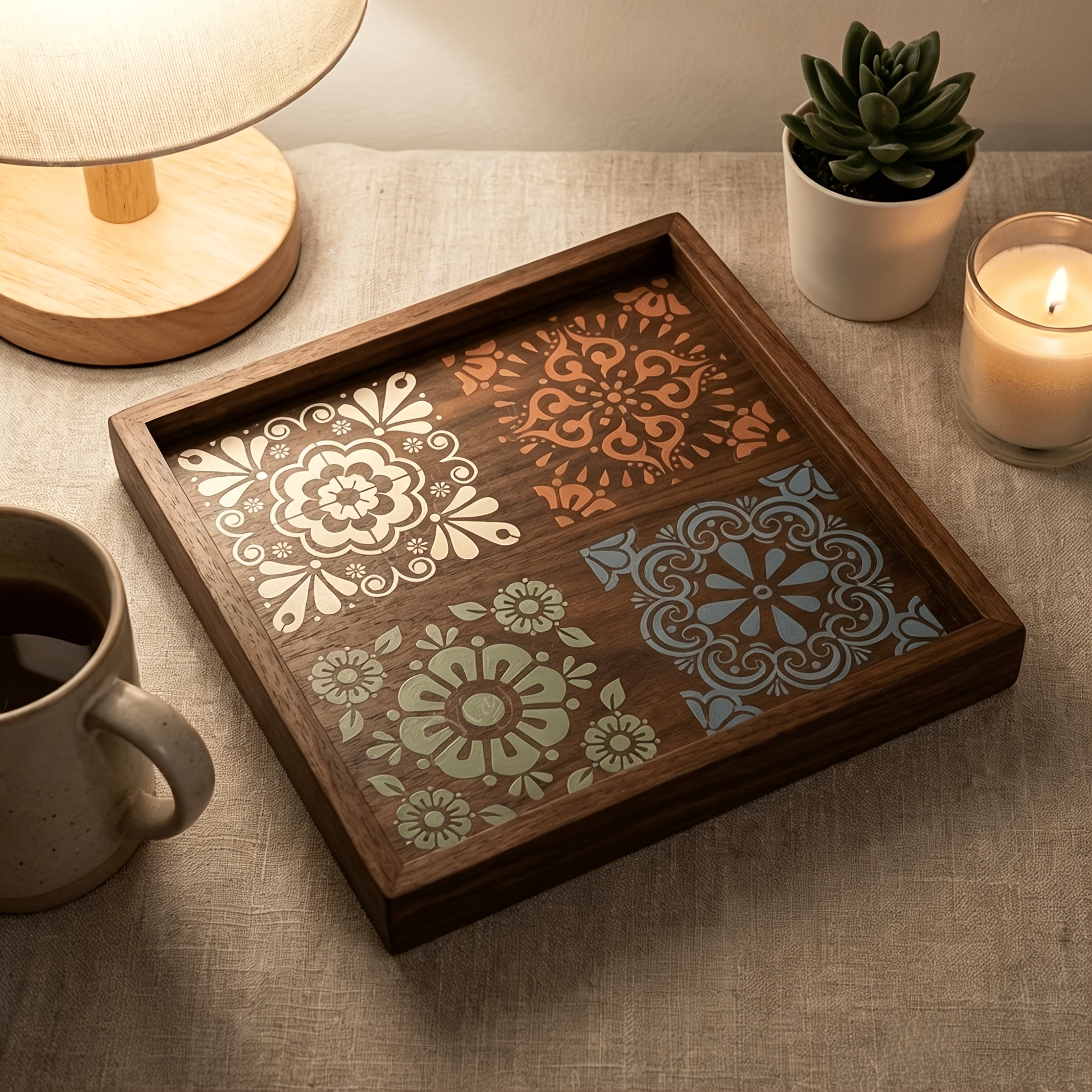 mediterranean floral stencil for diy home decor