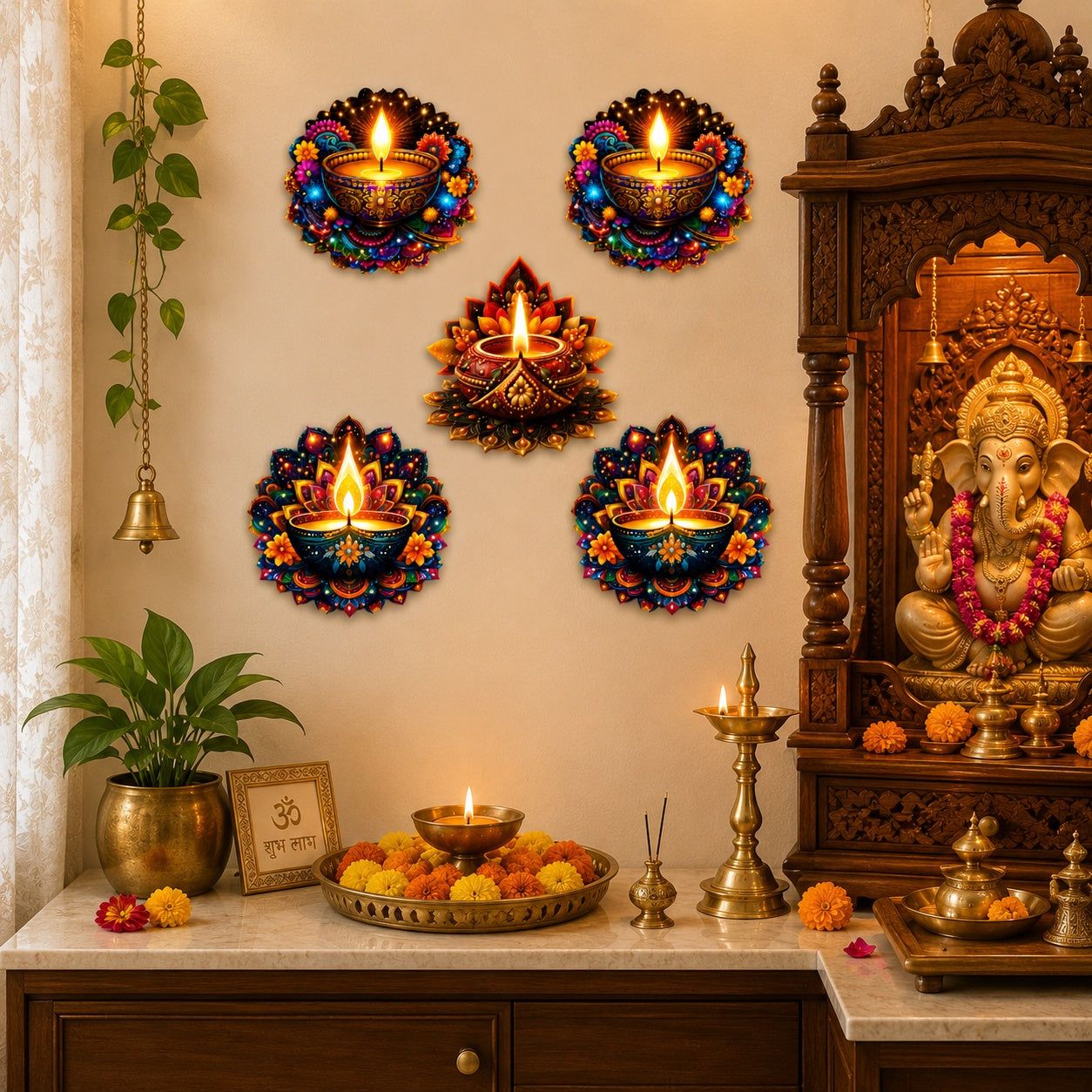 set of 5 Diwali wall hanging decor
