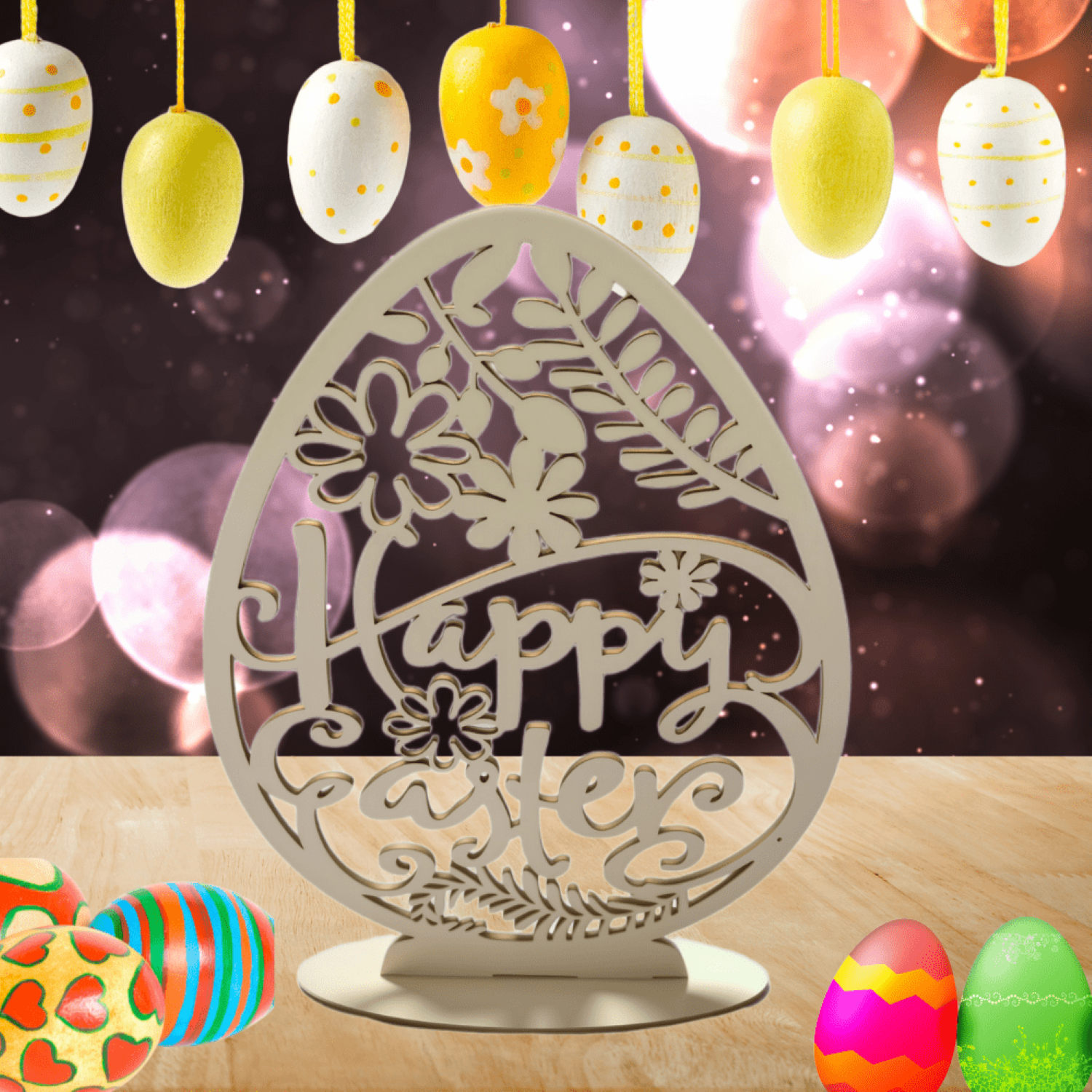 easter egg bunny table decoration ready to display