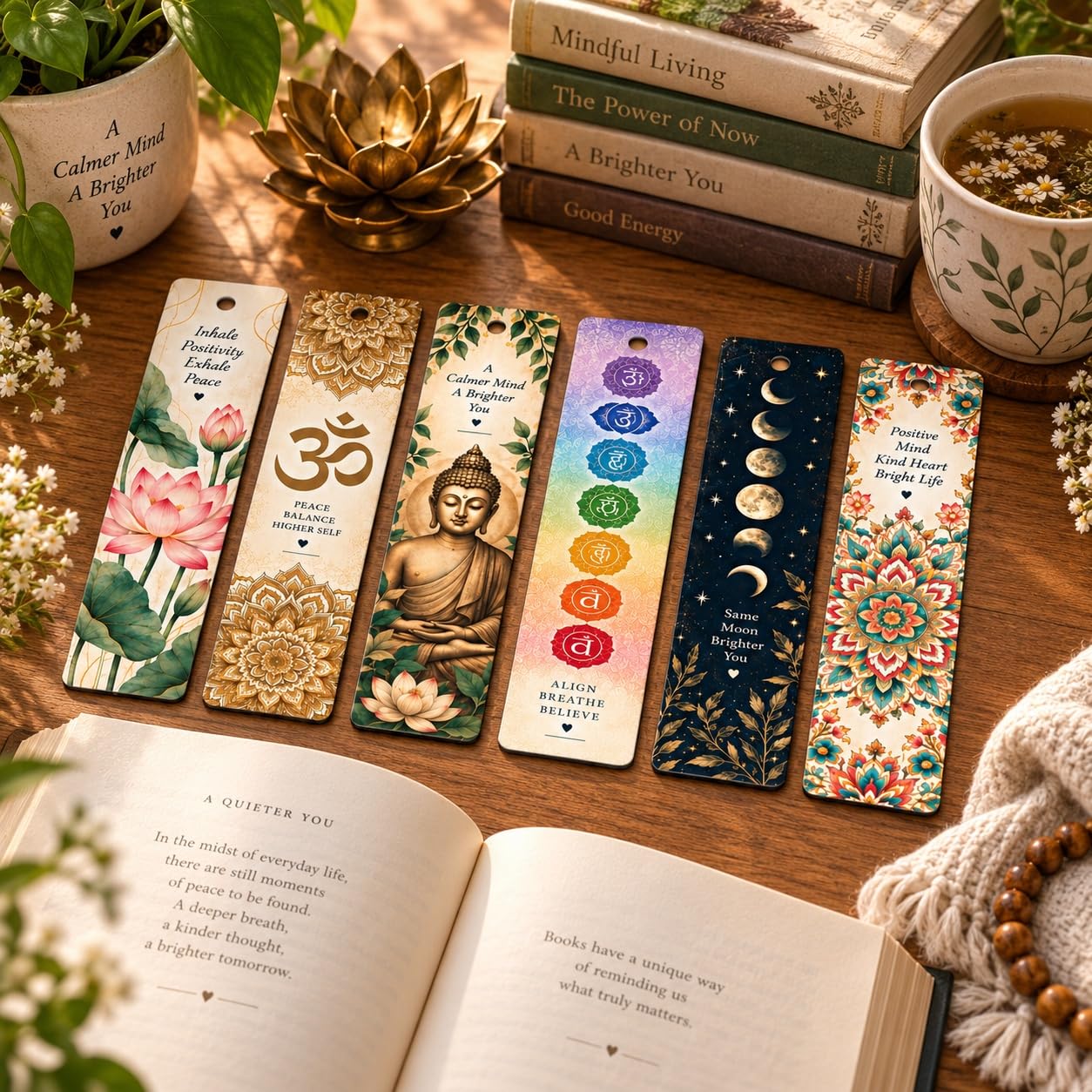 mandala wooden bookmarks for mindful reading
