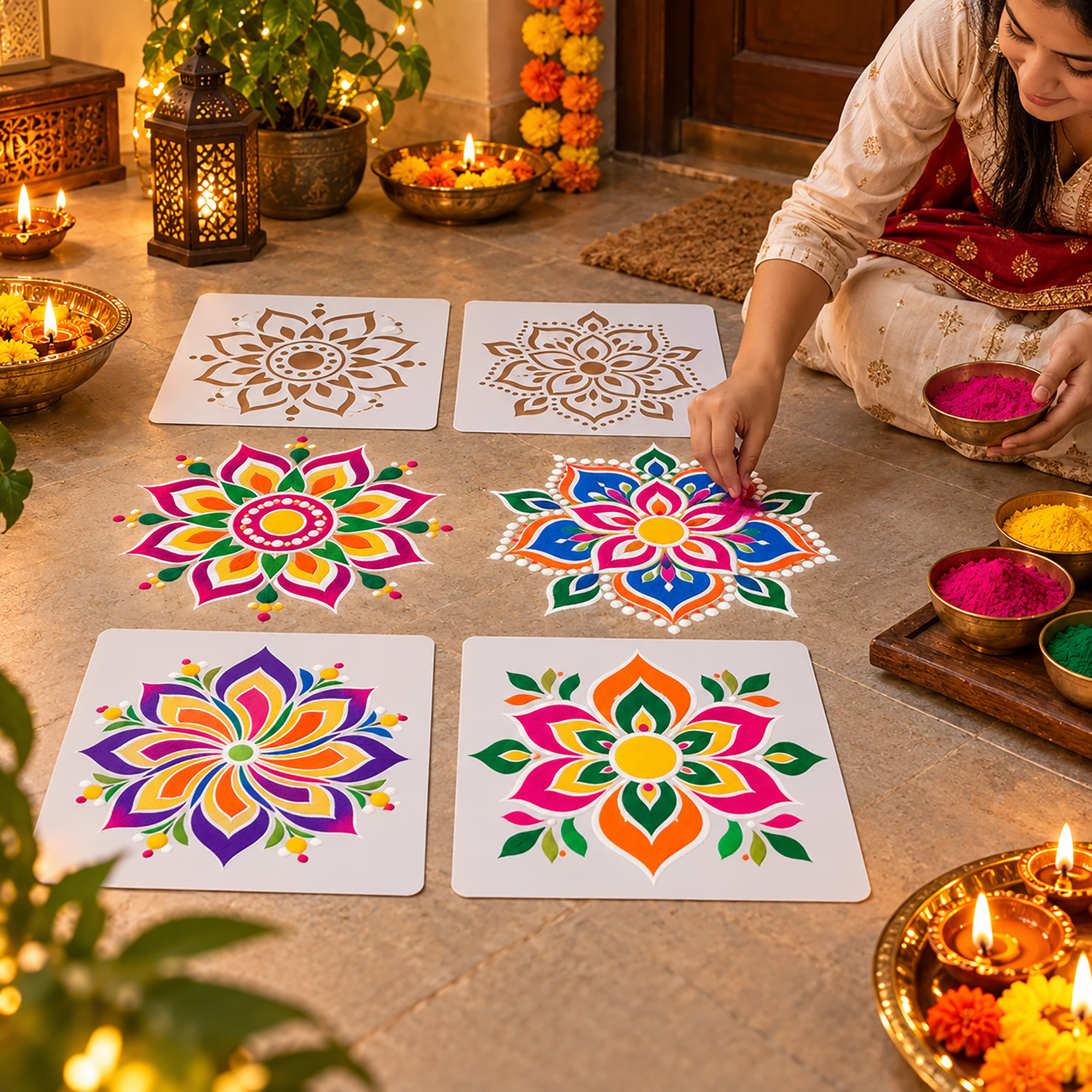 diwali stencil for diy art and craft
