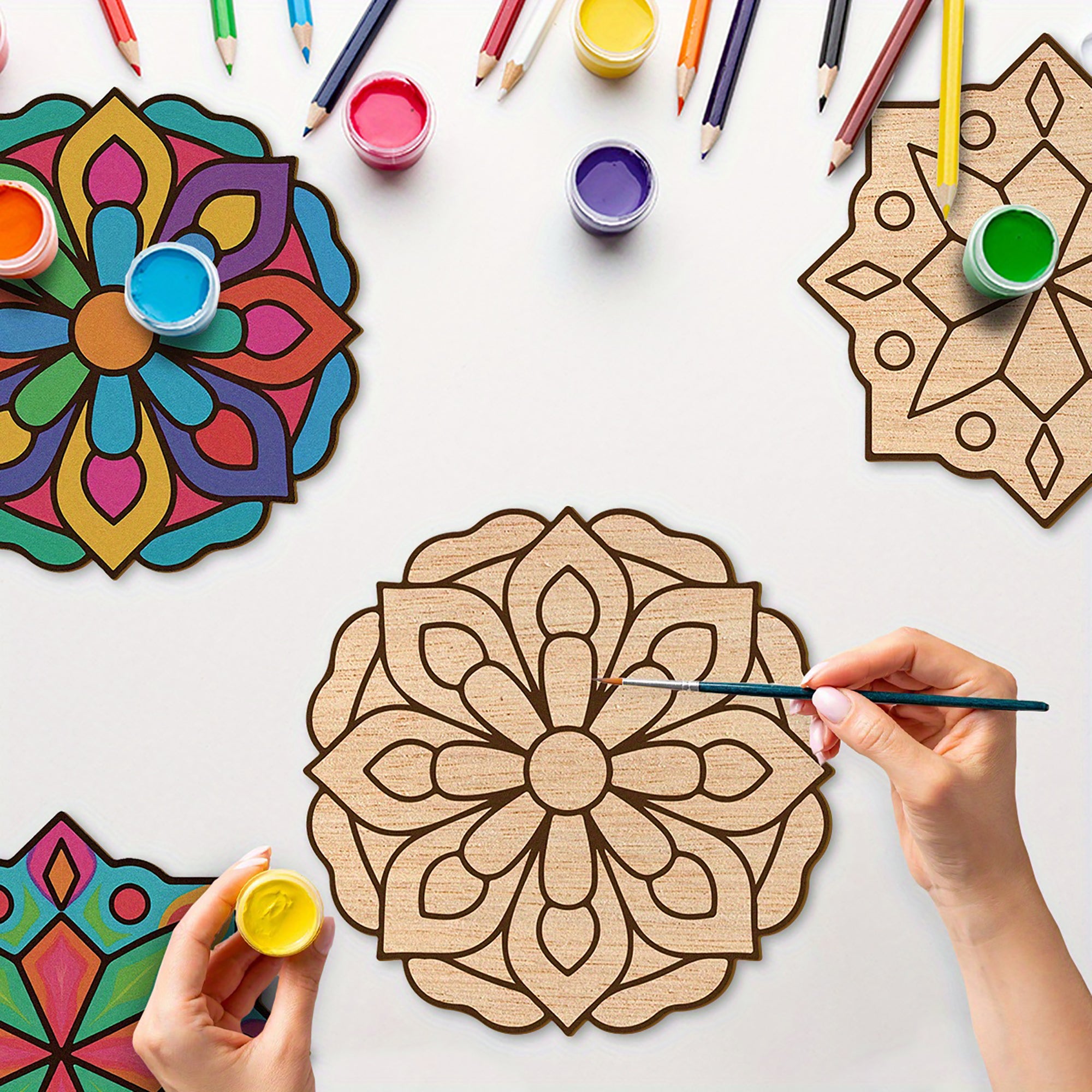 star flower heart wooden shapes for diwali diy crafts