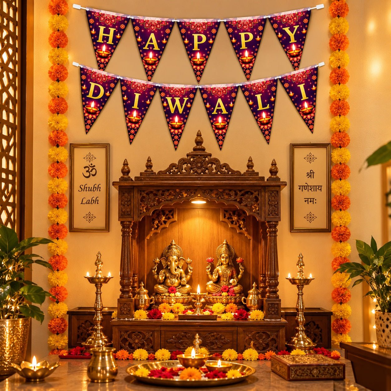 wall bunting for Diwali party decor