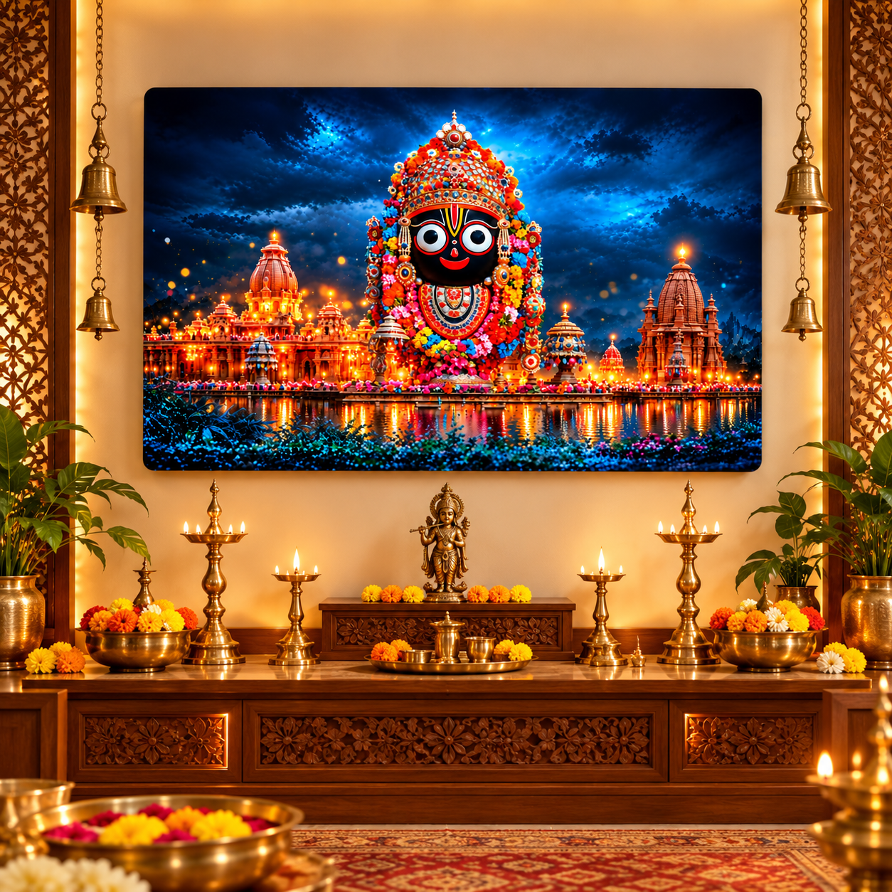 Jagannath temple night view painting for home