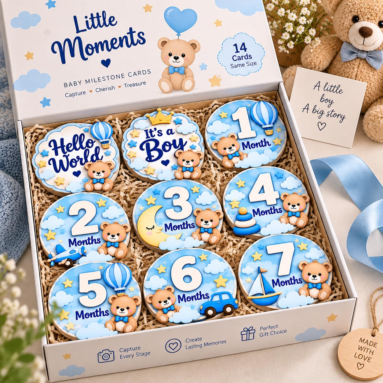 Baby growth milestone cards for first year memories