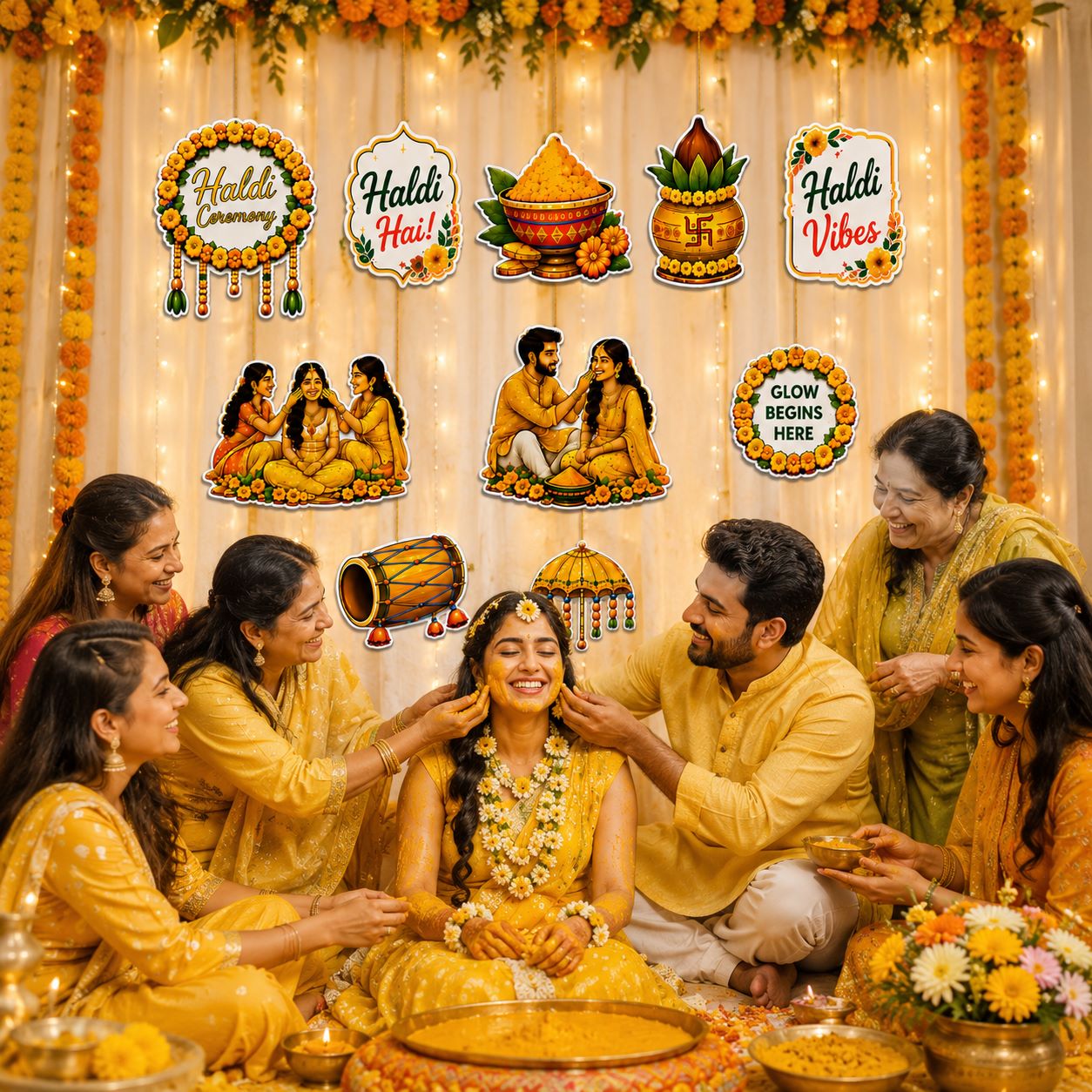 Haldi decoration cutouts for wedding