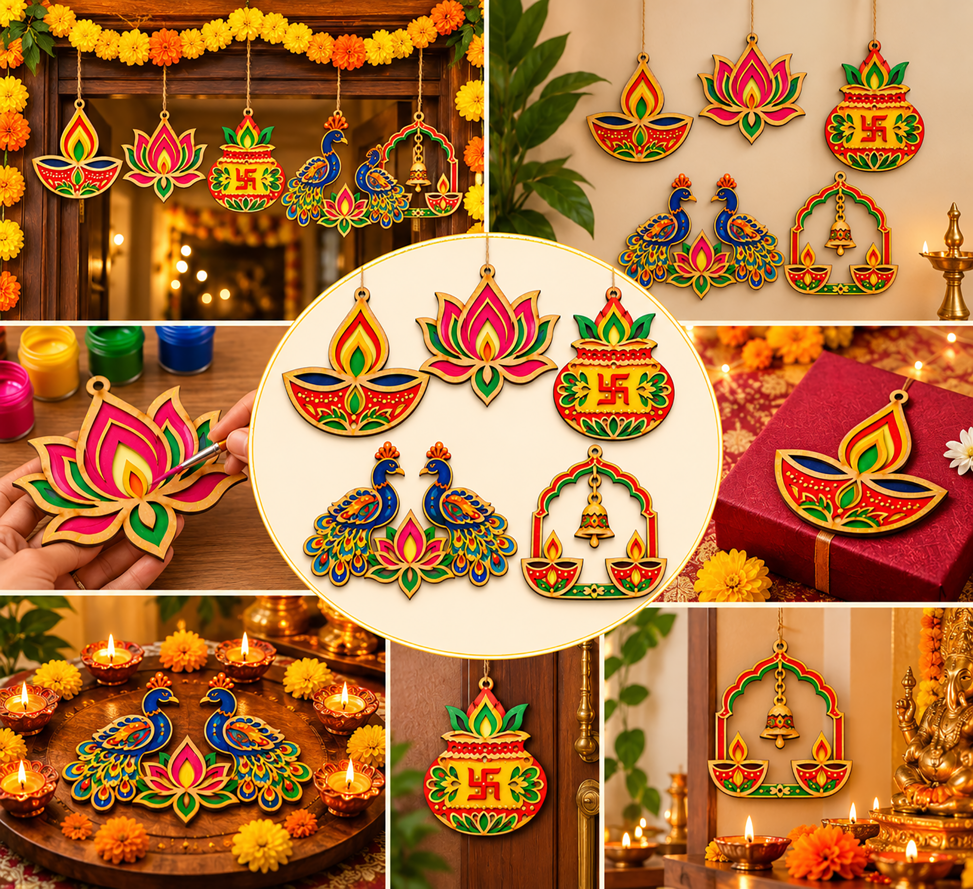 wooden festive craft blanks for diwali