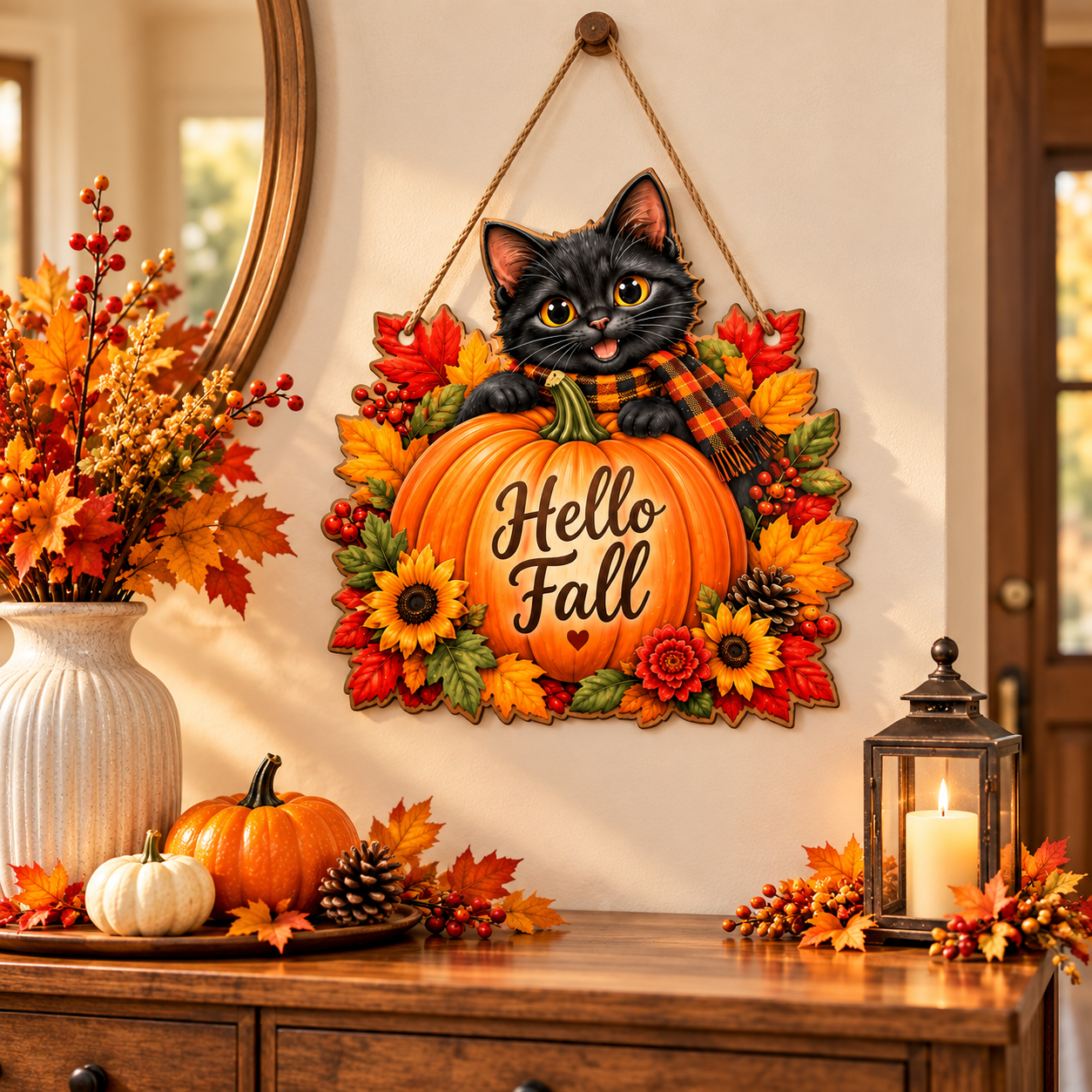 Cute black cat Halloween wall decoration