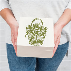 Flower Basket Painting Stencils, Reusable PET Drawing Templates for Wall Art, Furniture, Canvas, Crafts and DIY Decoration