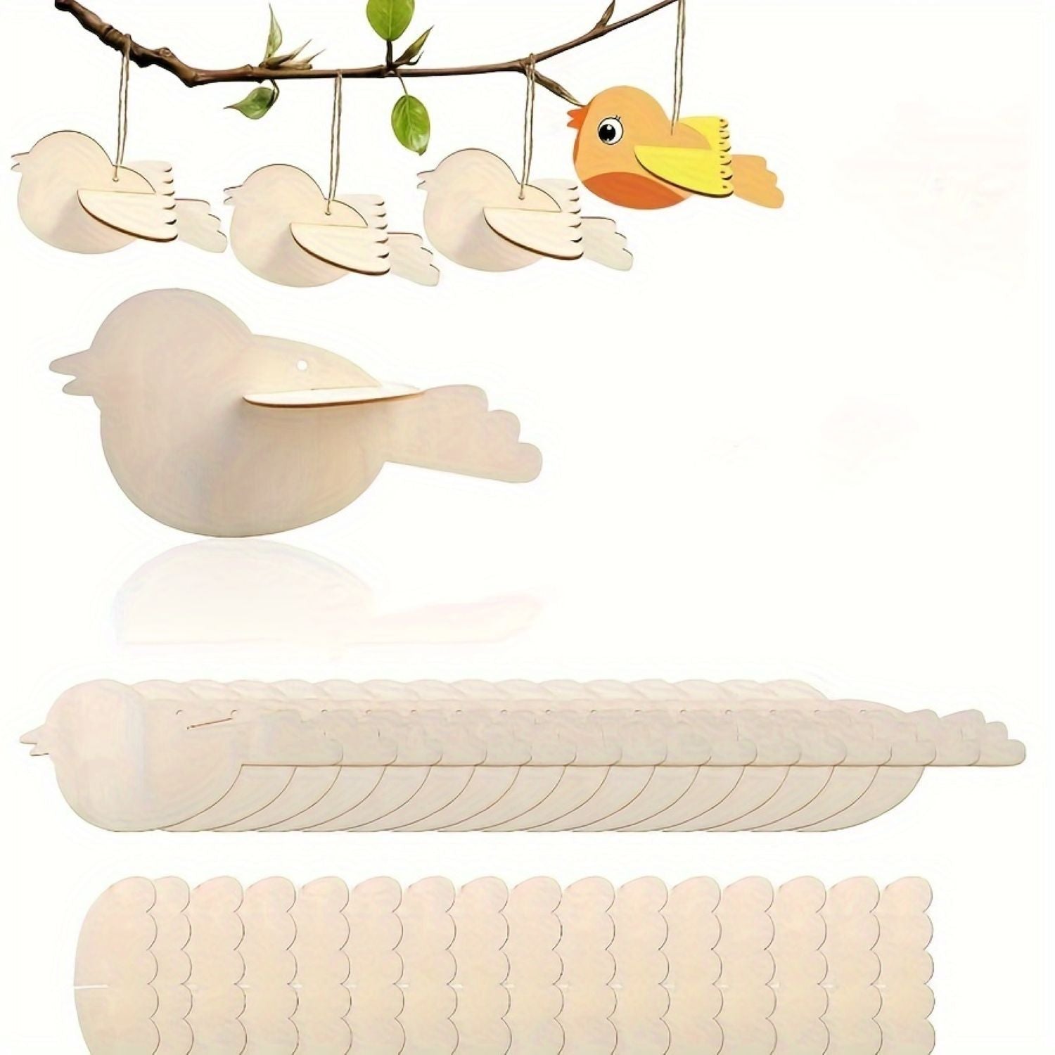 diy wooden bird hanging decoration