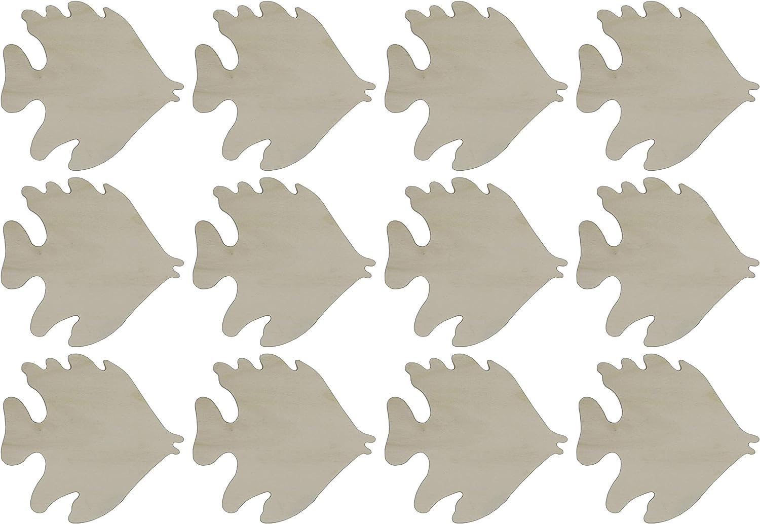 Silhouettes of fish shapes arranged in a grid pattern on a white background