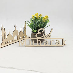 Cliths Eid Mubarak Wooden Sign Ramadan Table Decor Islamic Home Decoration Happy Eid Wall Art