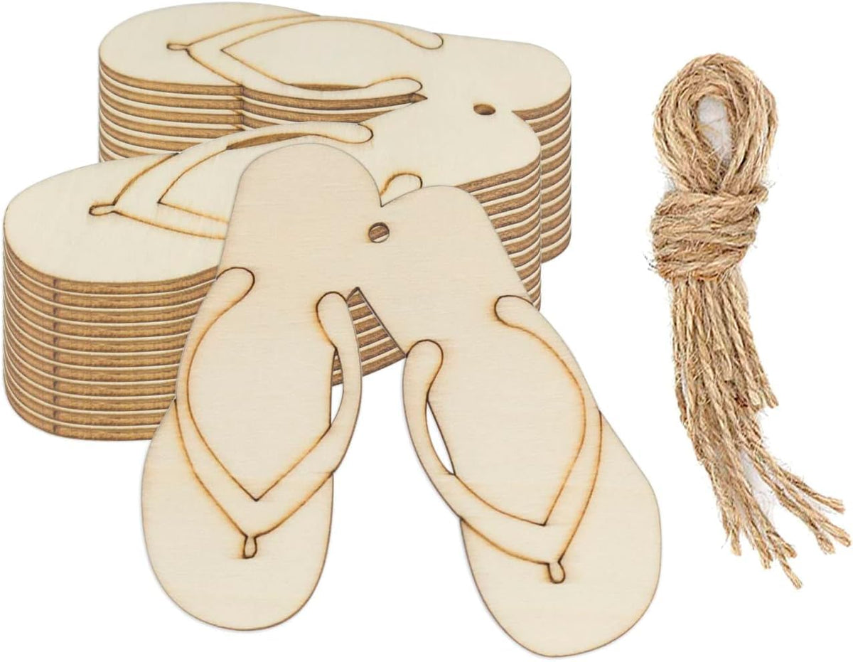 Buy 12 Pcs Wooden Flip Flop Ornaments Beach Party Decor on cliths