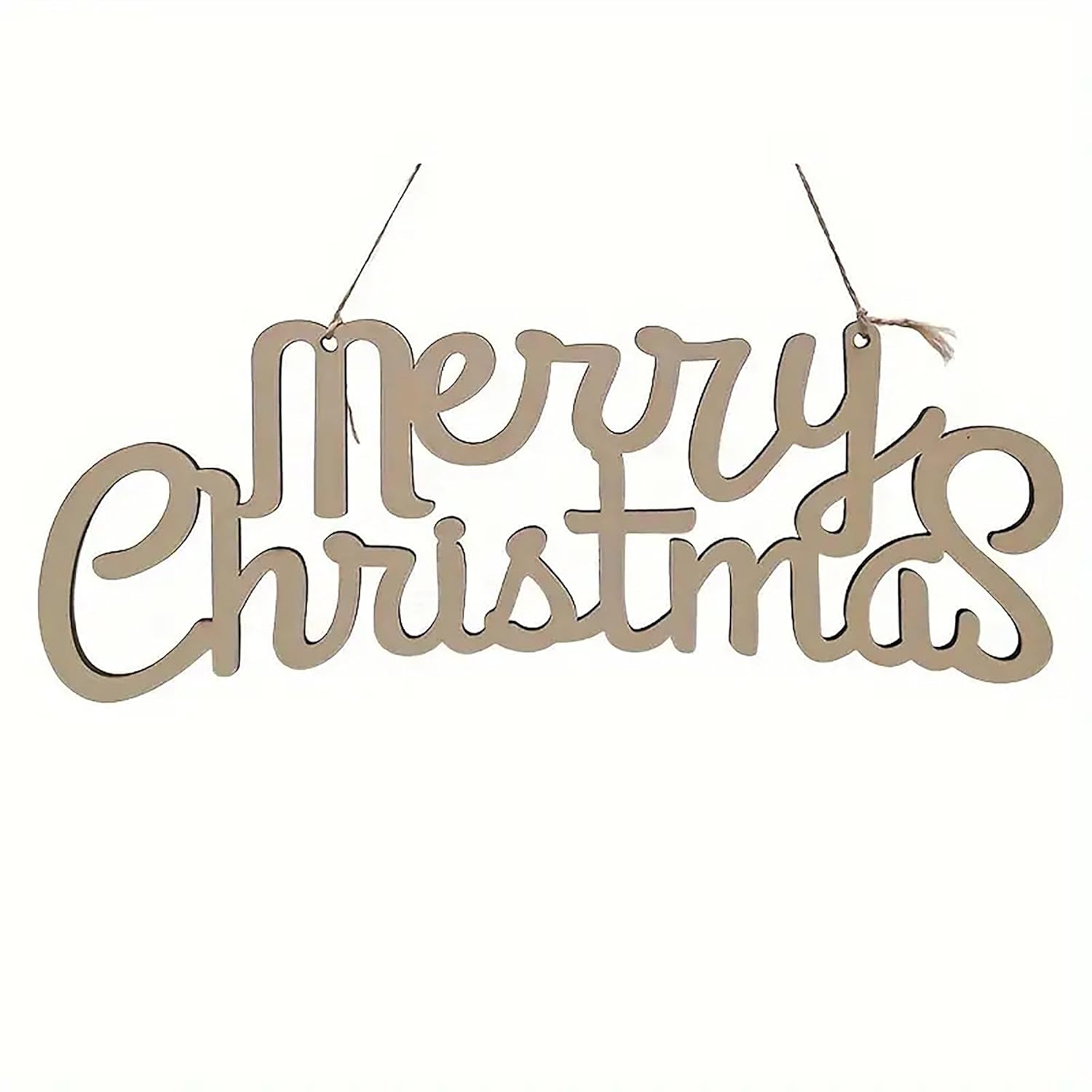 Wooden 'Merry Christmas' sign on a white background