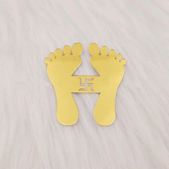 “Lakshmi charan mirror stickers golden acrylic pack for Diwali rangoli”

“gold acrylic Laxmi charan adhesive cutouts for Diwali home altar”