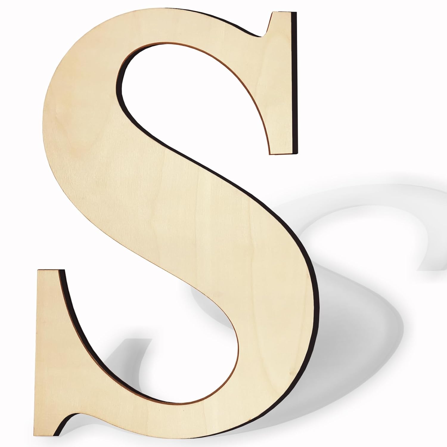 Wooden letter 'S' on a white background