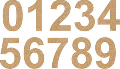 Set of brown paper numbers from 0 to 9 on a white background