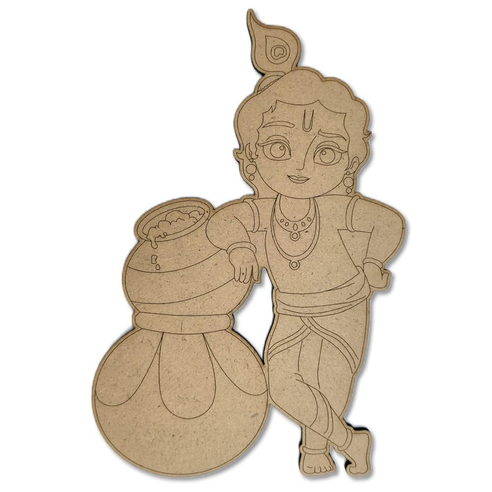 Cardboard cutout of a character holding a pot on a white background