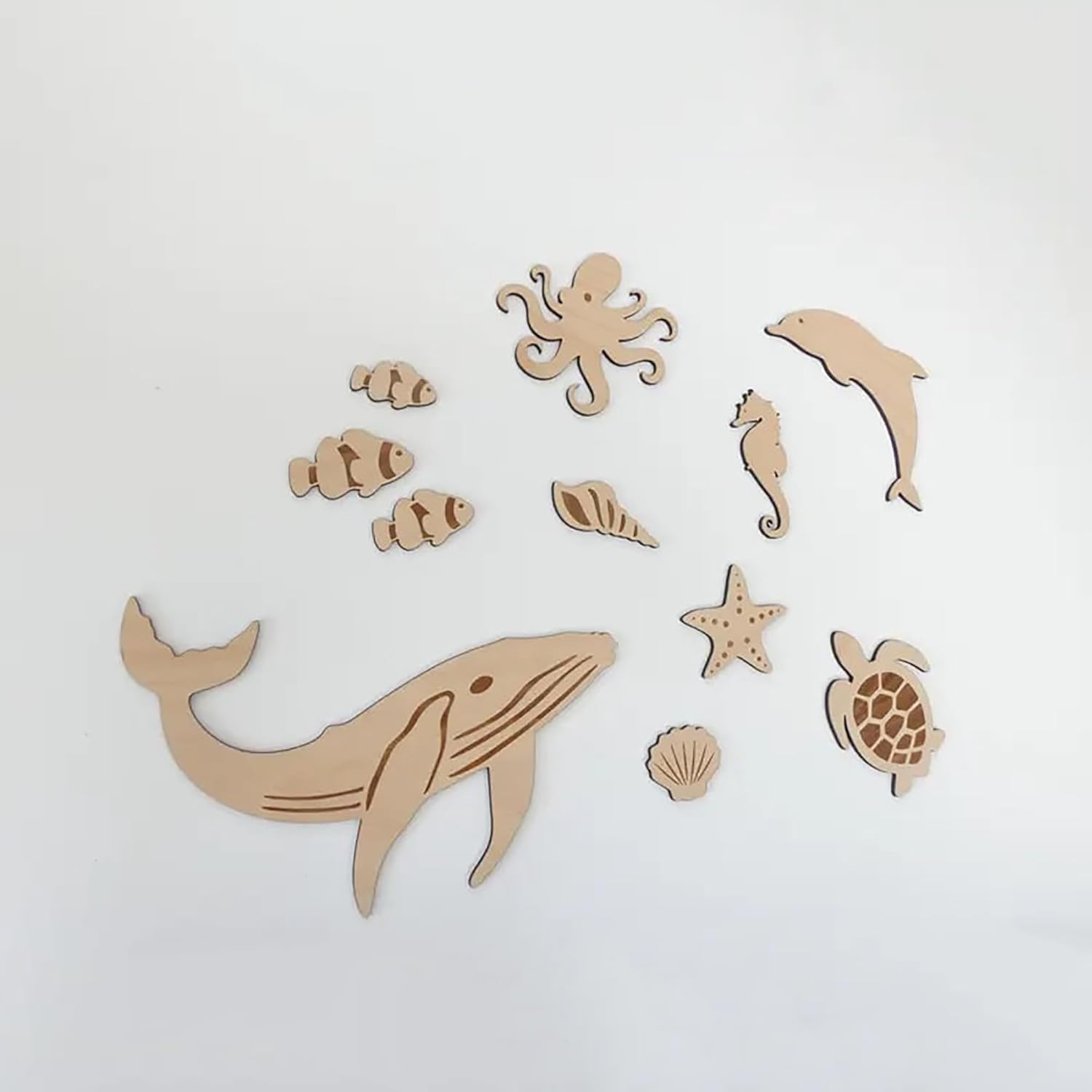 Wooden Whale, Dolphin, Turtle Wall  for Nursery