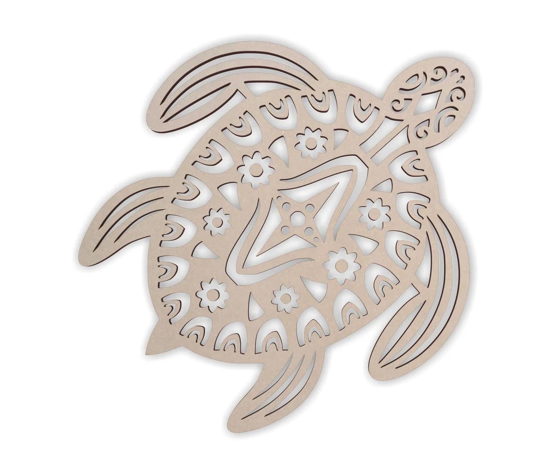 Decorative turtle-shaped cutout with intricate patterns on a white background
