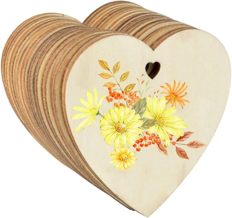 Heart-shaped wooden box with floral design on a white background