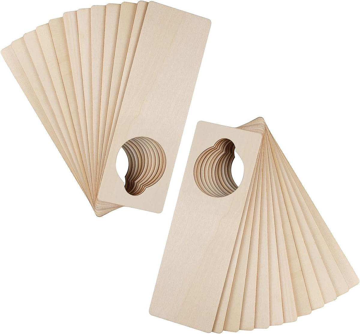 Set of wooden guitar soundhole blocks on a white background