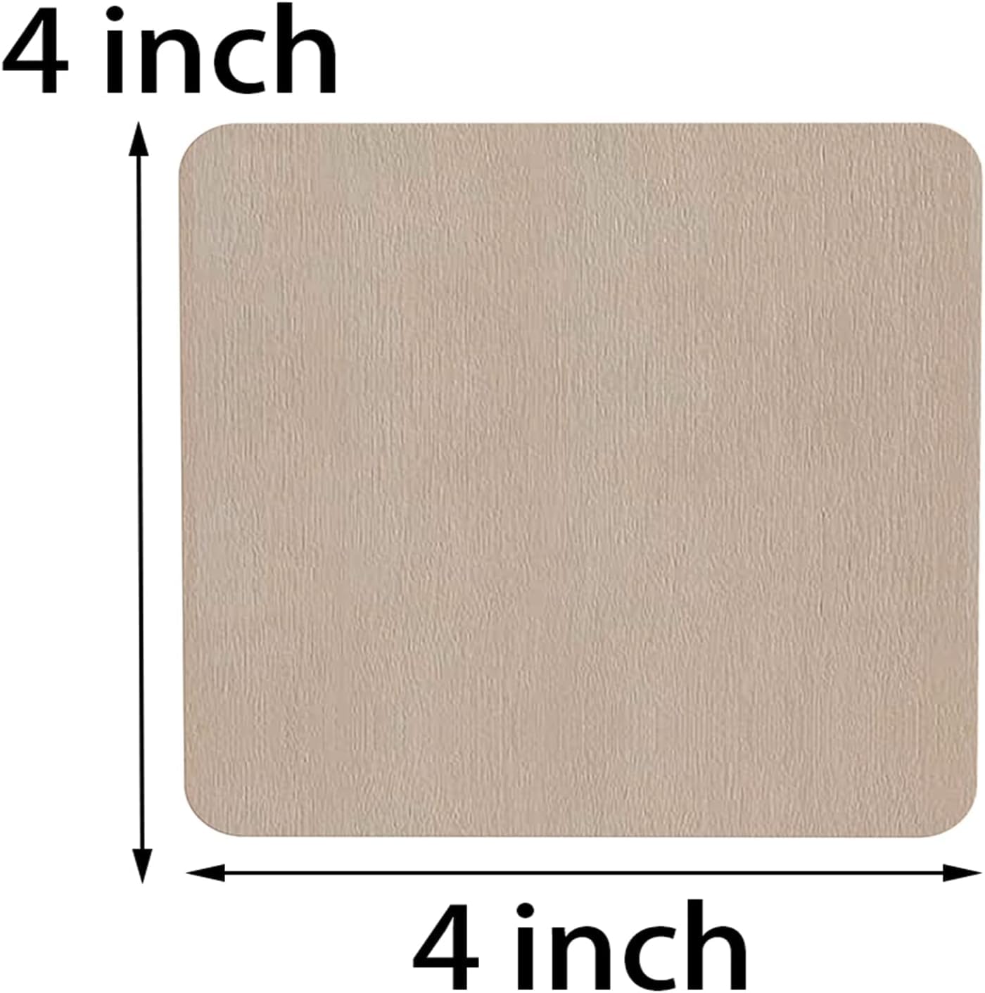 Beige square mat with dimensions labeled as 4 inches on each side