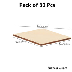 Wooden sheet with dimensions and pack size information on a white background