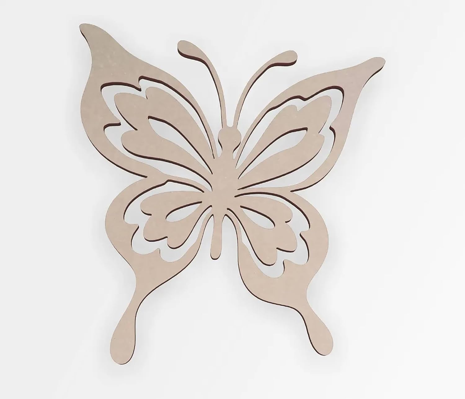 Wooden butterfly wall decor on a white background