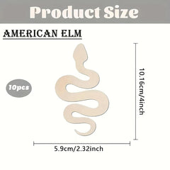 American Elm 10 Pcs Wooden Snake Shaped MDF Cutouts Unfinished DIY Craft Boards for Painting Animal Theme Wall Art