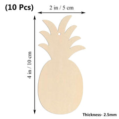 Cliths Pack of 10 Pineapple Shaped Wood Cutouts DIY Craft Blanks Wooden Pineapple Tags for Home Decoration