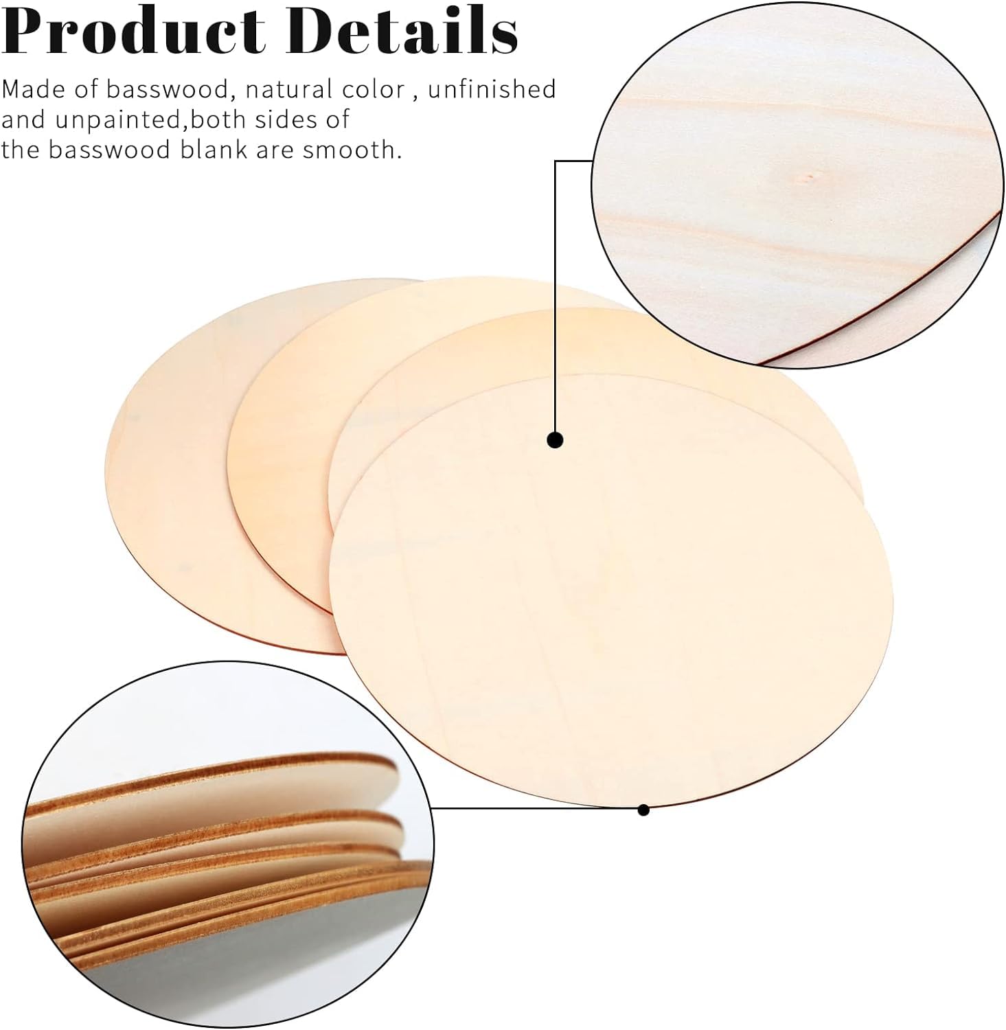 Basswood blanks with natural color, unfinished, and smooth surfaces on a white background.