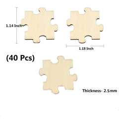 Cliths Pack of 40 Blank Wooden Puzzle Pieces MDF Craft Shapes DIY Home Decor & Party