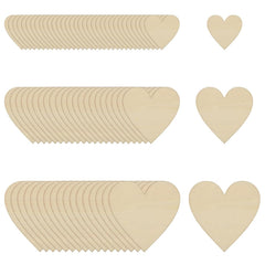 Beige heart-shaped wooden cutouts of various sizes on a white background