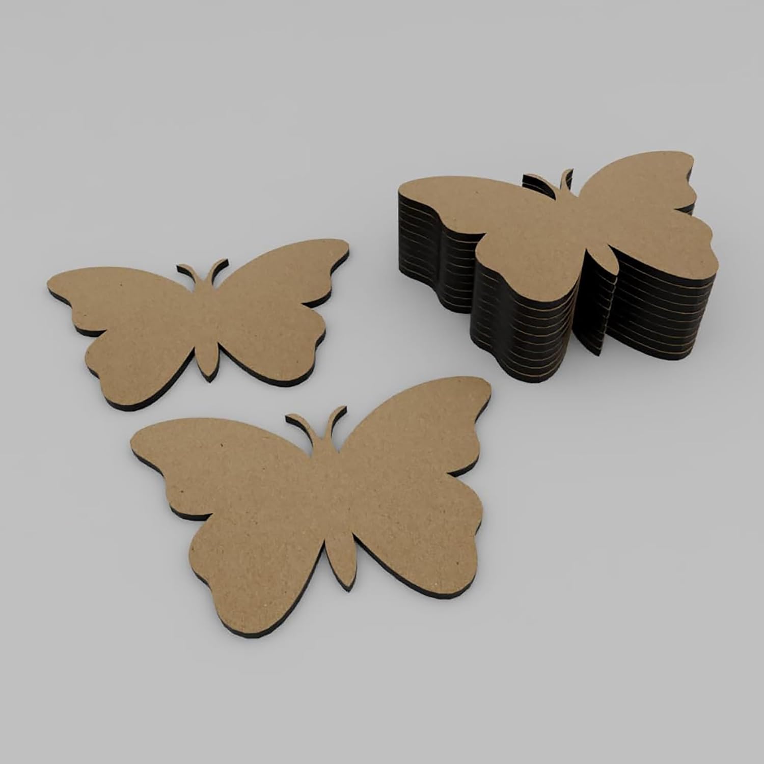 Brown butterfly-shaped cutouts on a white background