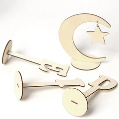 Cliths Eid Mubarak Wooden Table Decor Ramadan Centerpiece Islamic Letter Cutouts Crescent Moon Star