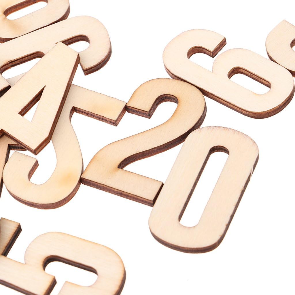 Wooden numbers on a white background